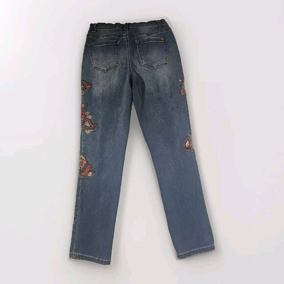 DG2 Diane Gilman Stretch Embroidered Cropped Jeans Floral Size 4P - Picture 2 of 7